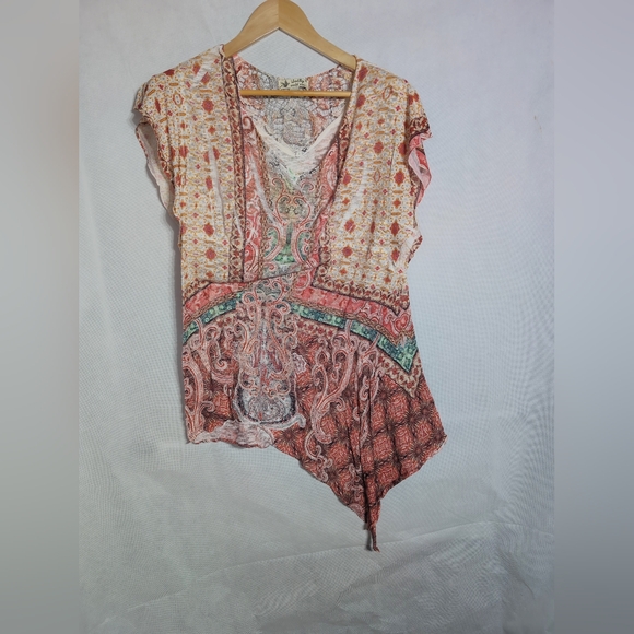 Unity World Wear Multicolor Paisley Asymmetrical Blouse XL - Picture 1 of 3